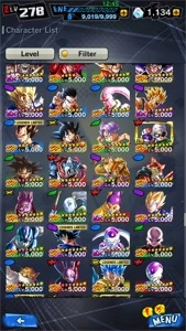 Conta do db legends nível 278 , com 30 lfs é 1000 cristais - Dragon Ball Legends