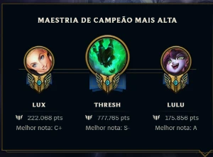 Conta Diamante 3 , 824 skins ,259 cromas , Conta main SUP - League of Legends: Wild Rift LOL WR