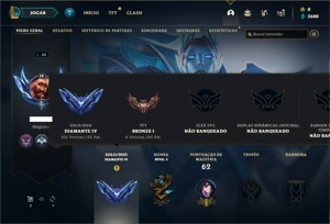 Conta diamante 4 com 37 Champs e 6 Skins ( 65 PDL ) - League of Legends LOL