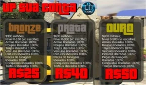 UP SUA CONTA DO GTA V (PACK OURO)