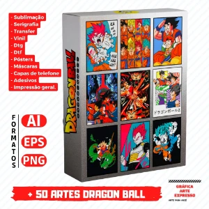 Pack Artes Dragon Ball Sublimação, Serigrafia, Dtg, Dtf - Serviços Digitais