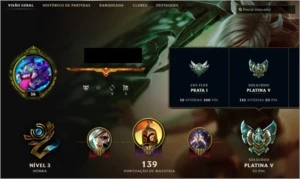 Conta League of Legends Platina 5 LOL