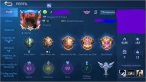 Conta com skins raras e epics, desde 2016 - Mobile Legends