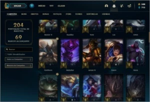 Conta bronze 1 com 84 champ e 41 skins +1 Prestigio - League of Legends LOL