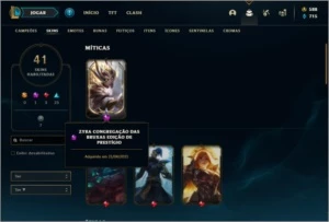 Conta bronze 1 com 84 champ e 41 skins +1 Prestigio - League of Legends LOL