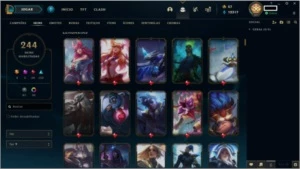 CONTA PLATINA 4 // 250 SKINS // QUASE TODOS OS CHAMP - League of Legends LOL
