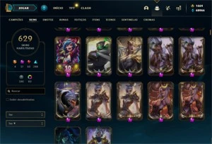Conta LoL criada em 2014, elo mestre, 68k+ EA, 629 skins - League of Legends