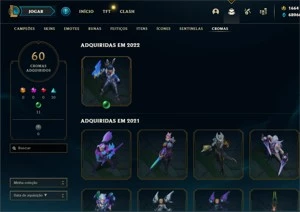 Conta LoL criada em 2014, elo mestre, 68k+ EA, 629 skins - League of Legends