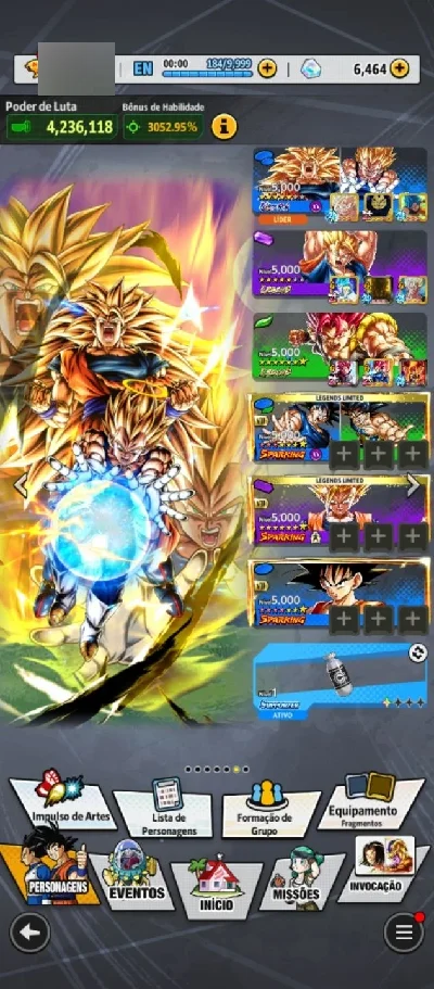 Conta de DBL Com os Personagens do 8 Aniversário e Mais - Dragon Ball Legends