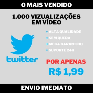 1.000 Visualizações em Vídeo no Twitter - Redes Sociais