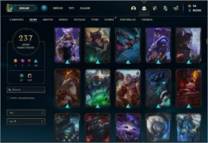 Conta Platina 3 com TODOS os champs e 236 skins + 130 Cromas - League of Legends LOL