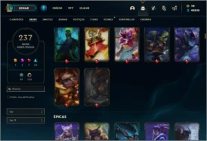 Conta Platina 3 com TODOS os champs e 236 skins + 130 Cromas - League of Legends LOL