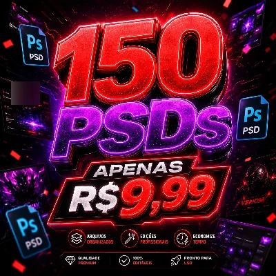 🔥 Pack Com 150 Psds Profissionais — Apenas R$4,99 🔥 - Artes e Templates Artes Canva