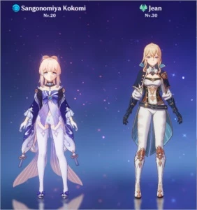 AR20 Kokomi + Jean + armas t4 + constelações - Genshin Impact