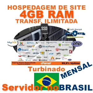 Hospedagem Site No Brasil - Mensal - 10Gb - 4Gb Ram