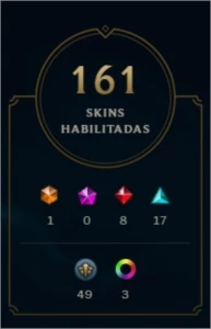 Platina V Todos os champs + 15k EA + 161 skins - League of Legends LOL