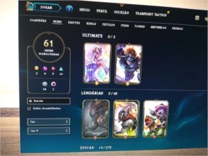 Conta lol ouro 3 com 61 skins - League of Legends