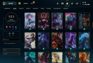 Conta bronze 1 com TODOS os champs e 101 Skins + 2 Raras - League of Legends LOL