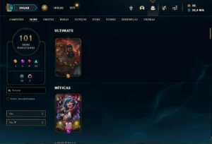 Conta bronze 1 com TODOS os champs e 101 Skins + 2 Raras - League of Legends LOL