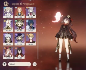 Ar45. Hutao+ báculo de homa, childe, diluc, diona c6 - Genshin Impact