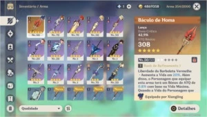 Ar45. Hutao+ báculo de homa, childe, diluc, diona c6 - Genshin Impact