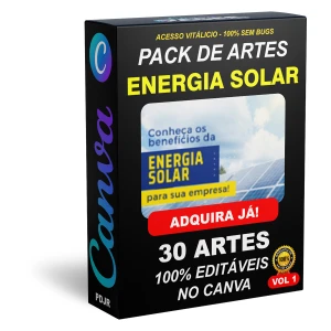 Pack Canva Energia Solar - 30 Artes Editáveis - Serviços Digitais