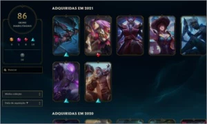 Conta league of legends lvl 106 124 champs 86 skins LOL