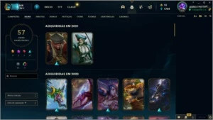 Conta League of Legends, Prata 2, 57 skins, 121 campeÃµes LOL