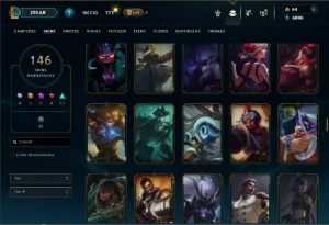 Bronze 4 com TODOS os champs e 146 Skins ( TOP / JG ) - League of Legends LOL