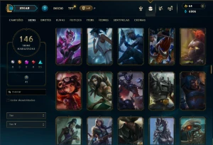 Bronze 4 com TODOS os champs e 146 Skins ( TOP / JG ) - League of Legends LOL