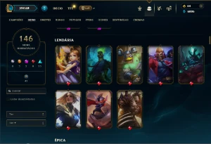 Bronze 4 com TODOS os champs e 146 Skins ( TOP / JG ) - League of Legends LOL