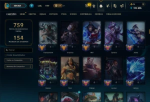 Ouro 4 com TODOS os Champs e 198 Skins ( SUP / ADC ) - League of Legends LOL