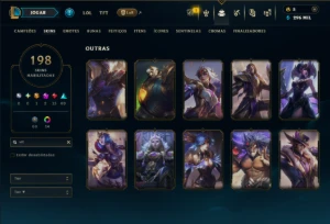 Ouro 4 com TODOS os Champs e 198 Skins ( SUP / ADC ) - League of Legends LOL