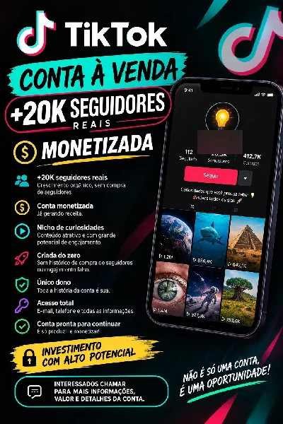Tiktok - Conta monetizada com +20k inscritos! - Redes Sociais