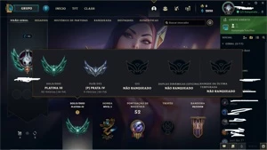 conta platina III com winrate de 60% 4 skins leandárias - League of Legends LOL