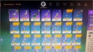 GENSHIN IMPACT+AR14 +QIQI +ARMAS 4 ESTRELAS + 6 personagens