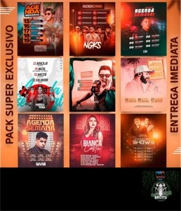 Pack Artes Flyer Agenda De Shows Psd Editáveis - Serviços Digitais