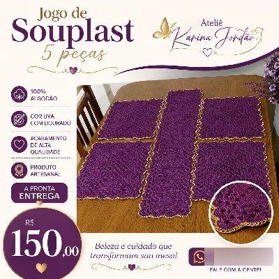 Jogo de Souplast 5 peças - Artesanato e Personalizados