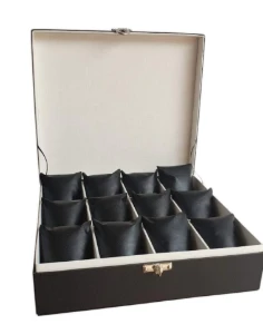 Caixa Preta para 12 Relógios com Almofadinhas - Artesanato e Personalizados