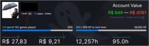Steam COMPLETA lvl 83 com 177 jogos (+ R$ 4.000)