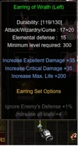 Kit Pentagrama Lyra Wind+9 PVM 777 + 250 bless + Earring - MU Online
