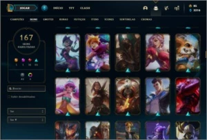 Conta ouro 3 com 150 champs e 167 skins Nivel 467 (MAIN ADC) - League of Legends LOL