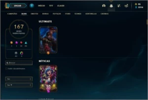 Conta ouro 3 com 150 champs e 167 skins Nivel 467 (MAIN ADC) - League of Legends LOL