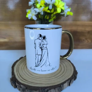 Caneca com Borda e Alça Douradas Personalizada - Artesanato e Personalizados