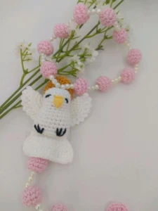Terço de Crochê com Espírito Santo - Artesanato e Personalizados