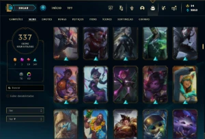 Ferro 1 com TODOS os champs e 337 Skins + Honra 5 - League of Legends LOL
