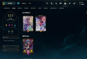 Ferro 1 com TODOS os champs e 337 Skins + Honra 5 - League of Legends LOL