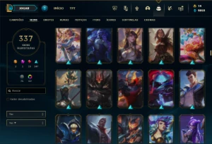 Ferro 1 com TODOS os champs e 337 Skins + Honra 5 - League of Legends LOL