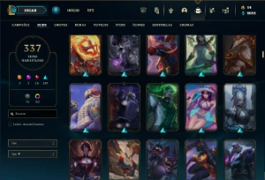 Ferro 1 com TODOS os champs e 337 Skins + Honra 5 - League of Legends LOL