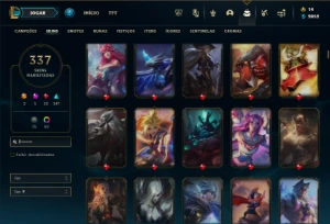Ferro 1 com TODOS os champs e 337 Skins + Honra 5 - League of Legends LOL